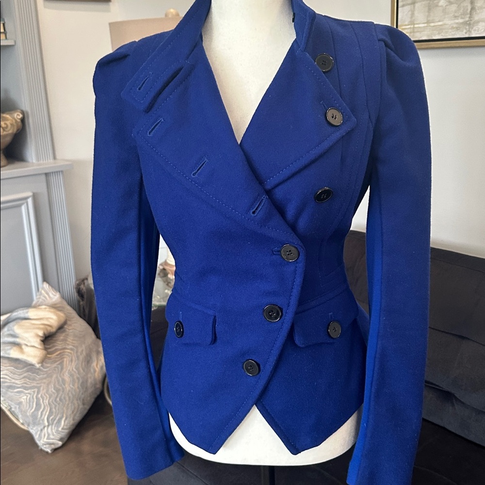 Bebe Cobalt Blue Double-Breasted Blazer